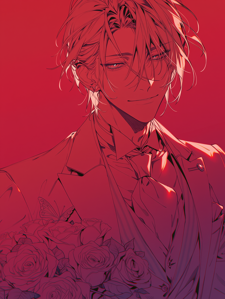 男性キャラクター 線画 1